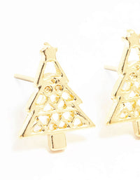 Gold Cut Out Tree Stud Earrings - link has visual effect only