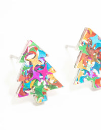 Glittery Acrylic Tree Stud Earrings - link has visual effect only