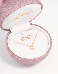 Cubic Zirconia Gold Necklace & Stud Earrings Set - link has visual effect only