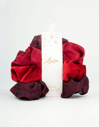 Red & Burgundy Scrunchies 4-Pack - link has visual effect only