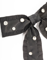 Black Diamante Frill Ribbon Bow Clip - link has visual effect only