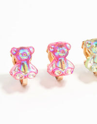 Gold Gummy Bear Clip On Earrings 5-Pack - link has visual effect only