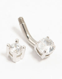 Titanium Mini Round Cubic Zirconia Belly Bar - link has visual effect only