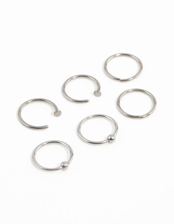 Titanium Nose Rings 6-Pack