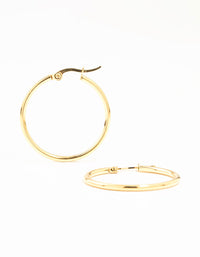 Waterproof Gold Plated Stainless Steel Fine Hoop Earrings - link has visual effect only