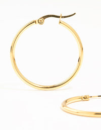 Waterproof Gold Plated Stainless Steel Fine Hoop Earrings - link has visual effect only