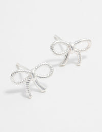 Sterling Silver Textured Bow Stud Earrings - link has visual effect only