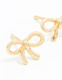 Gold Plated Sterling Silver Textured Bow Stud Earrings - link has visual effect only