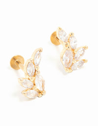 Gold Plated Surgical Steel Marquise Cubic Zirconia Crawler Flat Backs - link has visual effect only