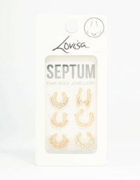 Gold Plated Faux Septum Rings 6-Pack - link has visual effect only