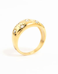 Waterproof Gold Plated Stainless Steel Diamante Scatter Band Ring - link has visual effect only