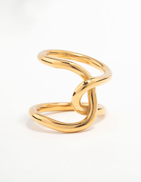 Waterproof Gold Plated Stainless Steel Knotted Wrap Ring