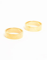 Waterproof Gold Plated Stainless Steel Double Cigar Band Rings 2-Pack - link has visual effect only