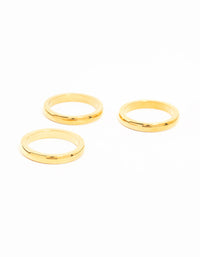 Waterproof Gold Plated Stainless Steel Band Rings 3-Pack - link has visual effect only