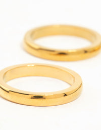 Waterproof Gold Plated Stainless Steel Band Rings 3-Pack - link has visual effect only