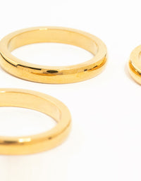 Waterproof Gold Plated Stainless Steel Band Rings 3-Pack - link has visual effect only