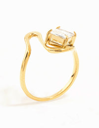 Waterproof Gold Plated Stainless Steel Wavy Statement Ring - link has visual effect only