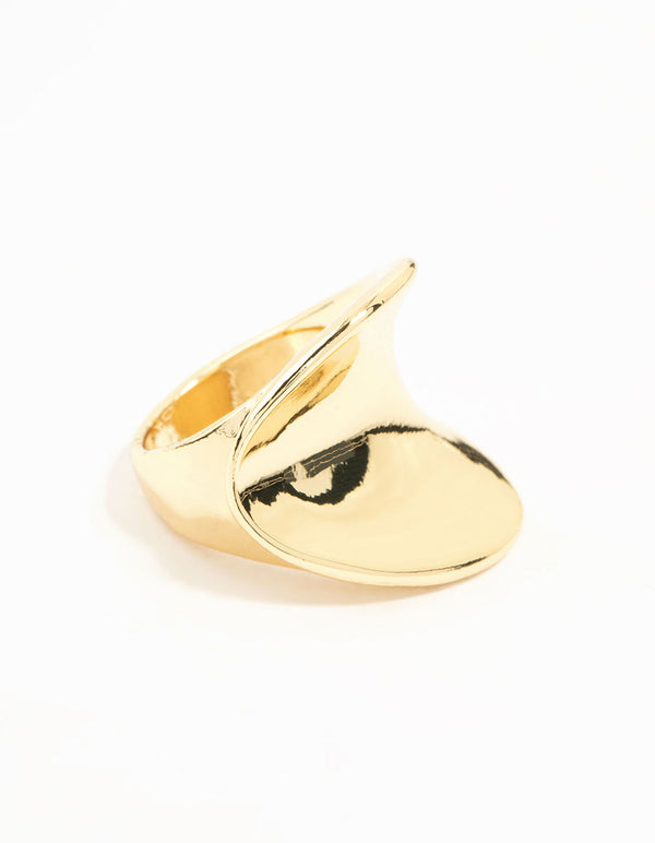 Gold Plated Statement Wave Ring