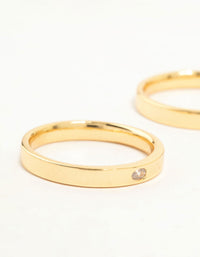 Gold Plated Fine Cubic Zirconia Band Rings 2-Pack - link has visual effect only