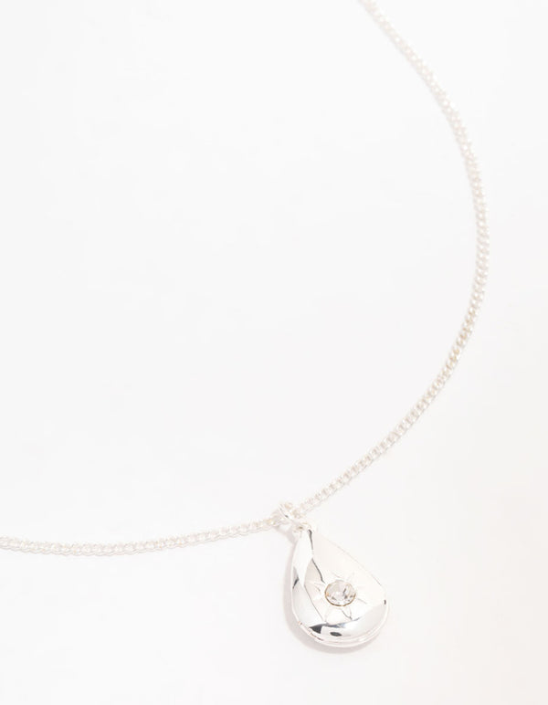 Silver Pear Shaped Locket Necklace