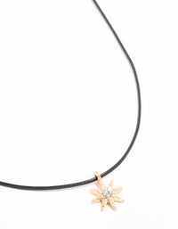 Gold Diamante Sun Cord Necklace - link has visual effect only