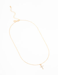 Gold Baguette Cut Diamante Cross Necklace - link has visual effect only