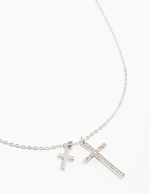 Silver Cross Charm Necklace