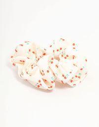 Cream Mini Cherry Fabric Scunchie - link has visual effect only