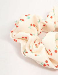 Cream Mini Cherry Fabric Scunchie - link has visual effect only