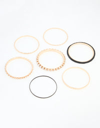 Gold Diamante, Hammered &Twisted Bangles 7-Pack - link has visual effect only