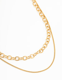 Waterproof Gold Plated Stainless Steel Layered Chain Necklace - link has visual effect only