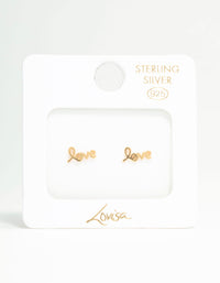 Gold Plated Sterling Silver Love Stud Earrings - link has visual effect only