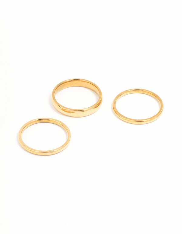 Waterproof  Gold Plated Stainless Steel Fanned Stacking Rings 3-Pack