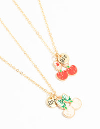 Kids Gold Cherry BFF Pendant Necklace 2 Pack - link has visual effect only