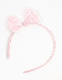 Kids Pink Sequin Shaker Bow Headband - link has visual effect only