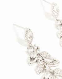 Rhodium Cubic Zirconia Cluster Leaf Drop Earrings - link has visual effect only