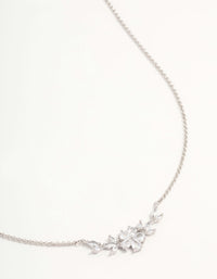 Rhodium Cubic Zirconia Flower & Vine Necklace - link has visual effect only