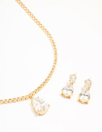 Cubic Zirconia Tennis Necklace & Earrings Set - link has visual effect only