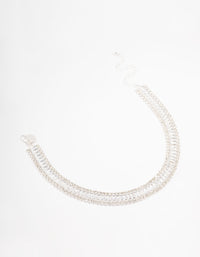 Cubic Zirconia Cup Chain T & O Choker Silver Necklace - link has visual effect only