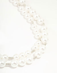 Pearl & Silver Beads Layered Necklace - link has visual effect only