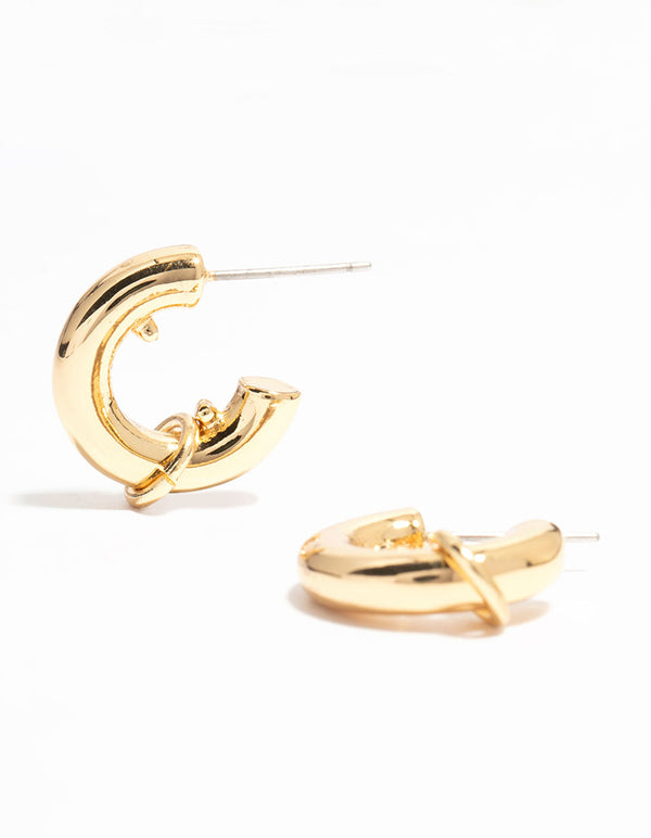 Gold Plated Mini Chubby Ring Hoop Earrings