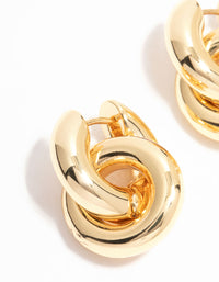 Gold Plated Double Ring Huggie Drop Earrings - link has visual effect only