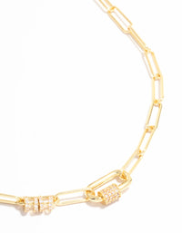 Gold Plated Oval Link Necklace - link has visual effect only