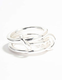 Silver Plated Connected Links Ring - link has visual effect only