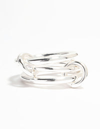 Silver Plated Connected Links Ring - link has visual effect only