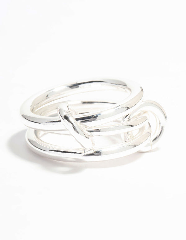 Silver Plated Connected Links Ring