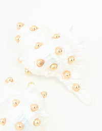 Statement Gold & White Acrylic Shell Earrings - link has visual effect only