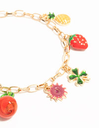 Gold Fruit Charm Bracelet - link has visual effect only