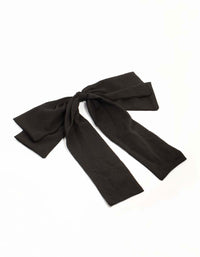 Black Crepe Fabric Bow Clip - link has visual effect only