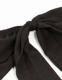 Black Crepe Fabric Bow Clip - link has visual effect only